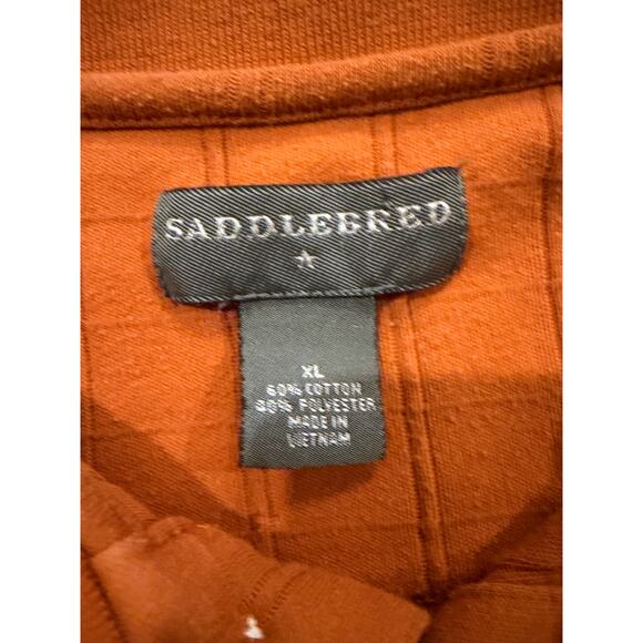 Saddlebred Polo Long Sleeve Cotton Blend Orange Mens XL - Picture 3 of 5